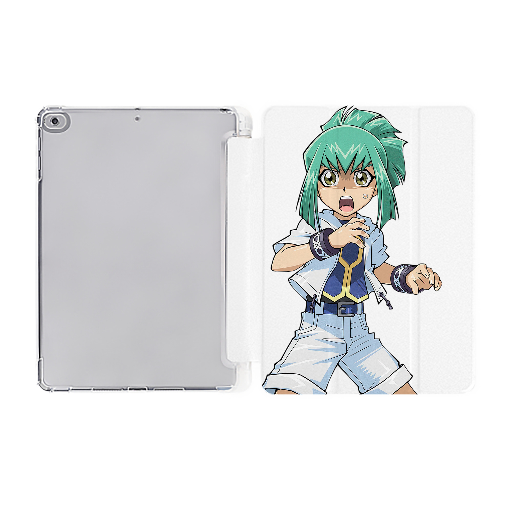 （画像用） 遊☆戯☆王 Yu-Gi-Oh! IPad ケース ペン収納付き 三つ折りスタンド PUレザー×シリコン 対応機種9.5/10.5/10.9インチ